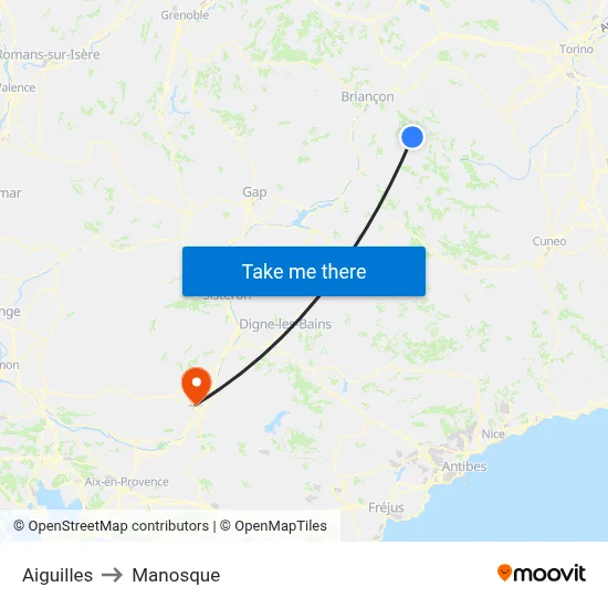 Aiguilles to Manosque map
