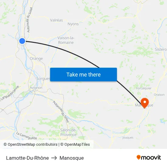 Lamotte-Du-Rhône to Manosque map