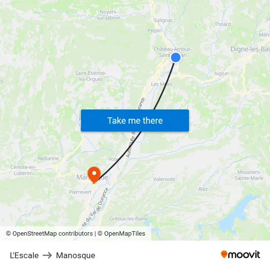 L'Escale to Manosque map