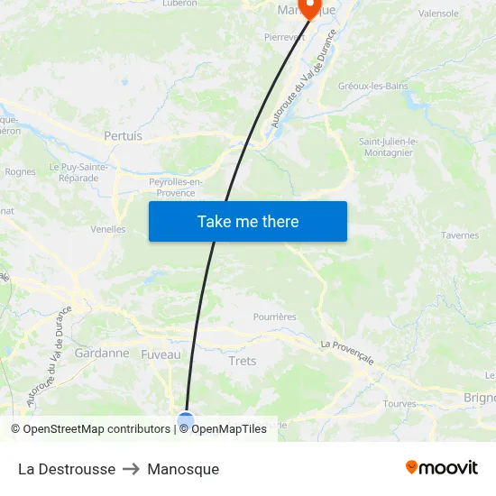 La Destrousse to Manosque map