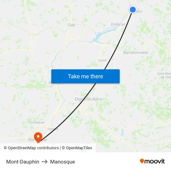Mont-Dauphin to Manosque map