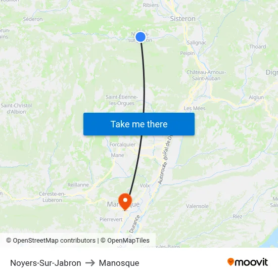 Noyers-Sur-Jabron to Manosque map