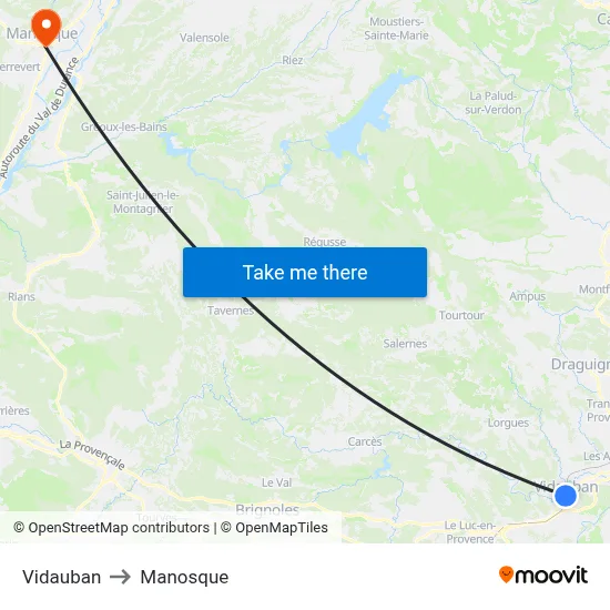 Vidauban to Manosque map