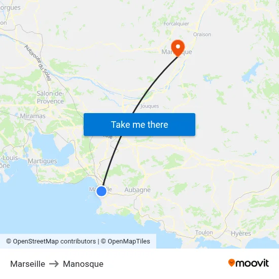 Marseille to Manosque map