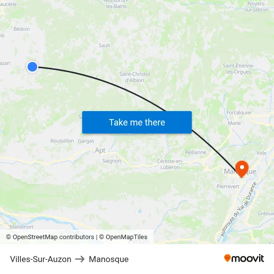 Villes-Sur-Auzon to Manosque map