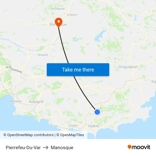 Pierrefeu-Du-Var to Manosque map