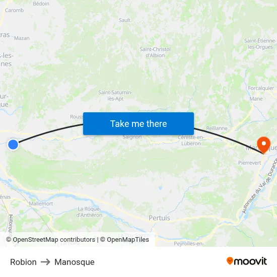 Robion to Manosque map