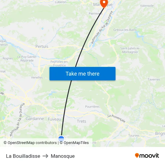 La Bouilladisse to Manosque map