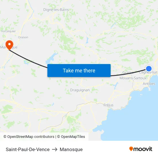 Saint-Paul-De-Vence to Manosque map