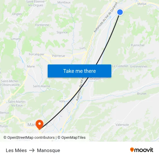Les Mées to Manosque map