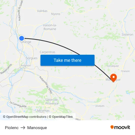 Piolenc to Manosque map