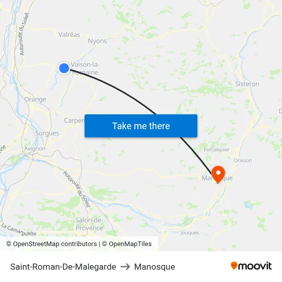 Saint-Roman-De-Malegarde to Manosque map