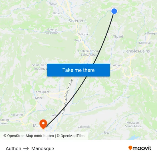Authon to Manosque map