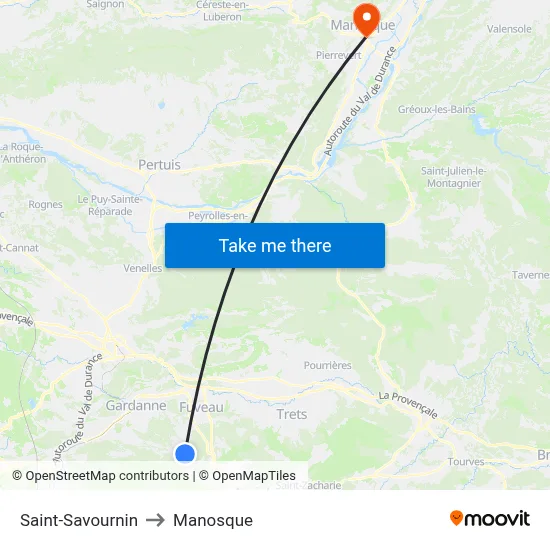 Saint-Savournin to Manosque map