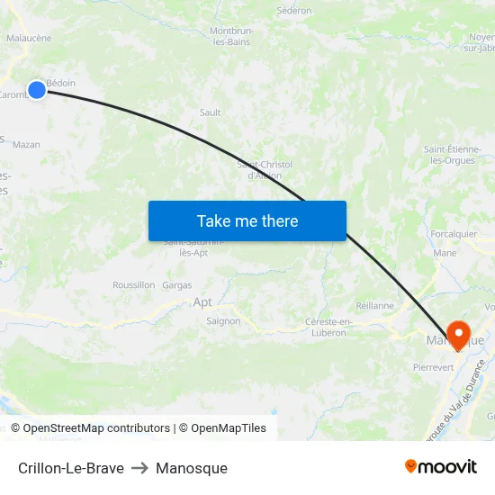 Crillon-Le-Brave to Manosque map