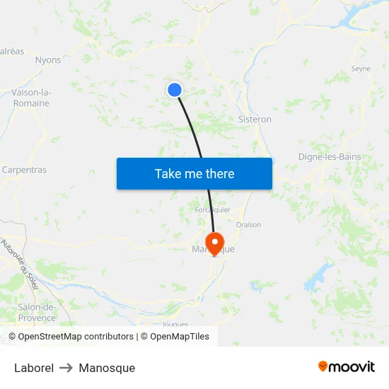 Laborel to Manosque map