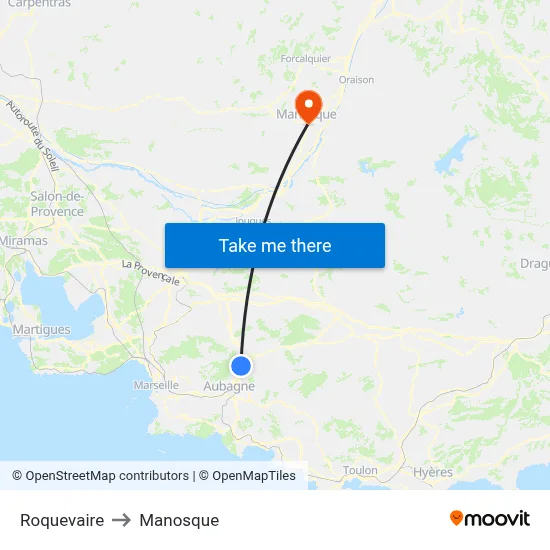 Roquevaire to Manosque map