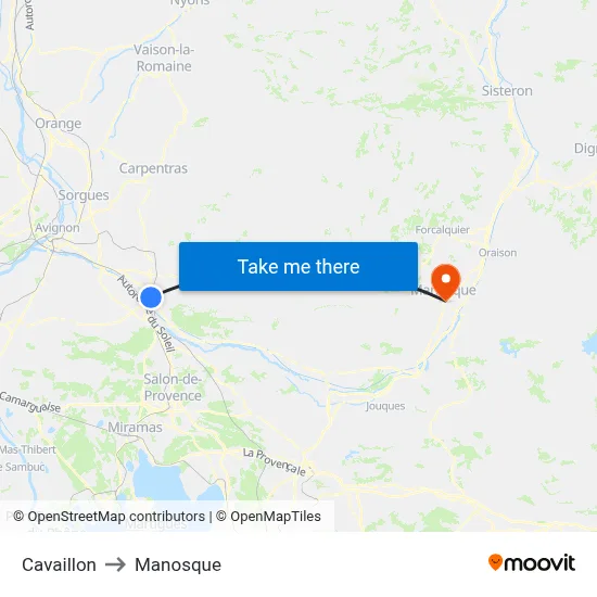 Cavaillon to Manosque map