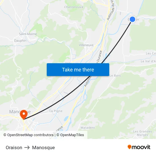 Oraison to Manosque map