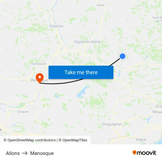 Allons to Manosque map