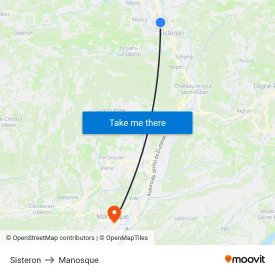 Sisteron to Manosque map