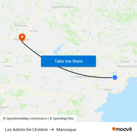 Les Adrets-De-L'Estérel to Manosque map