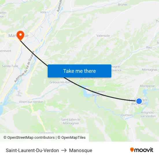 Saint-Laurent-Du-Verdon to Manosque map