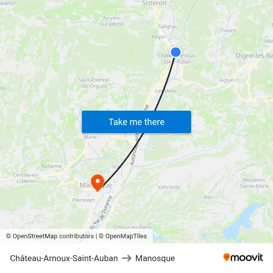 Château-Arnoux-Saint-Auban to Manosque map