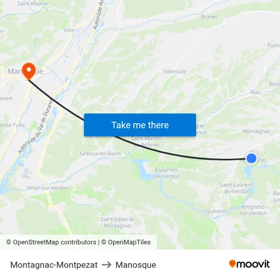 Montagnac-Montpezat to Manosque map