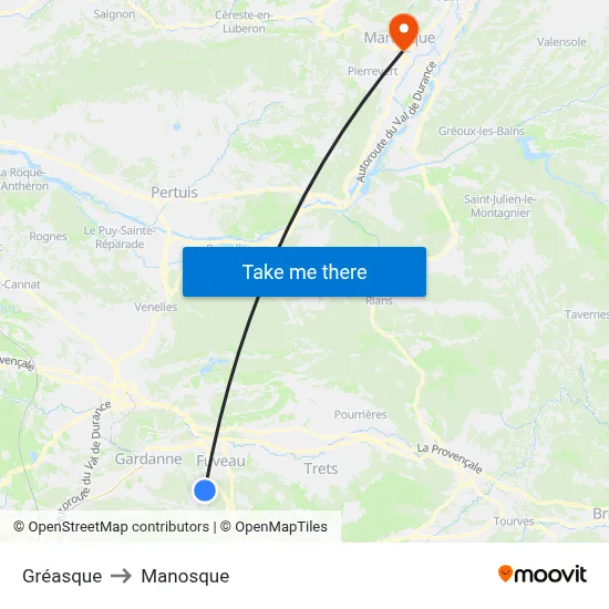 Gréasque to Manosque map