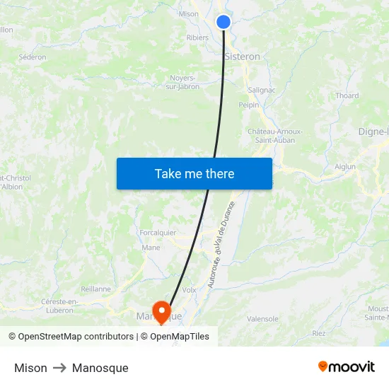 Mison to Manosque map