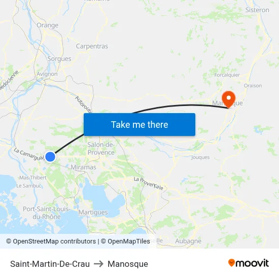Saint-Martin-De-Crau to Manosque map