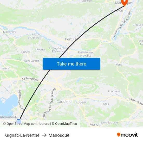 Gignac-La-Nerthe to Manosque map