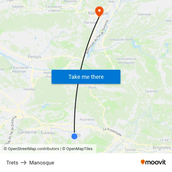 Trets to Manosque map