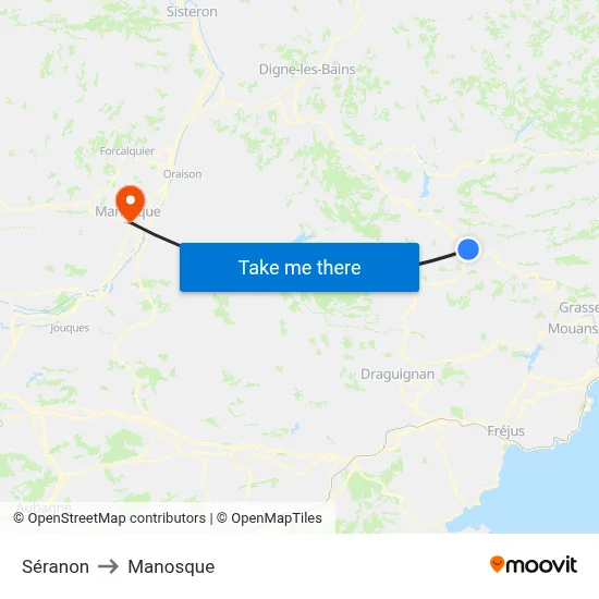 Séranon to Manosque map