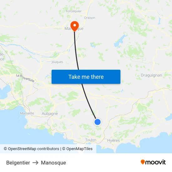 Belgentier to Manosque map