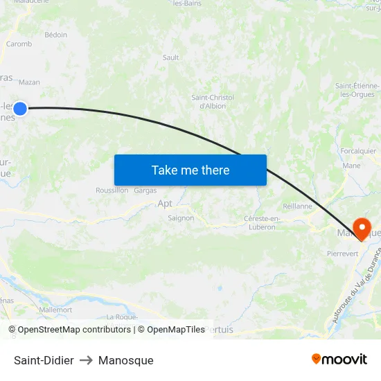 Saint-Didier to Manosque map