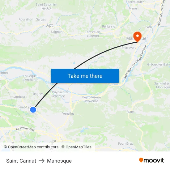 Saint-Cannat to Manosque map
