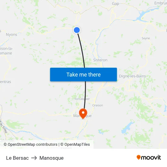 Le Bersac to Manosque map