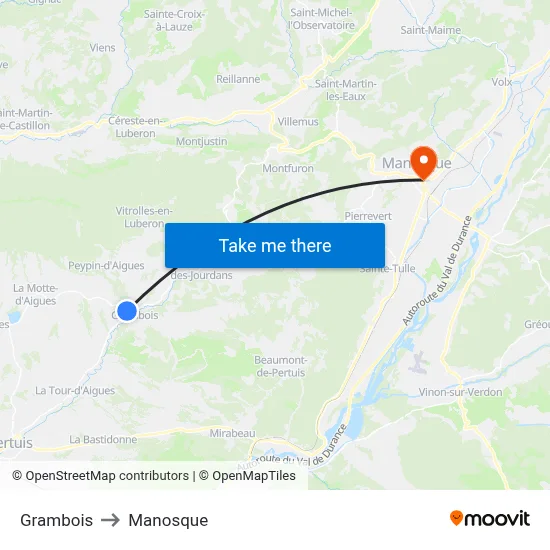Grambois to Manosque map