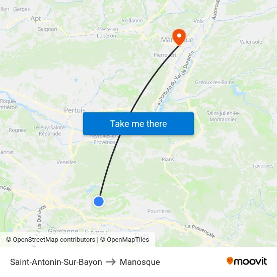 Saint-Antonin-Sur-Bayon to Manosque map