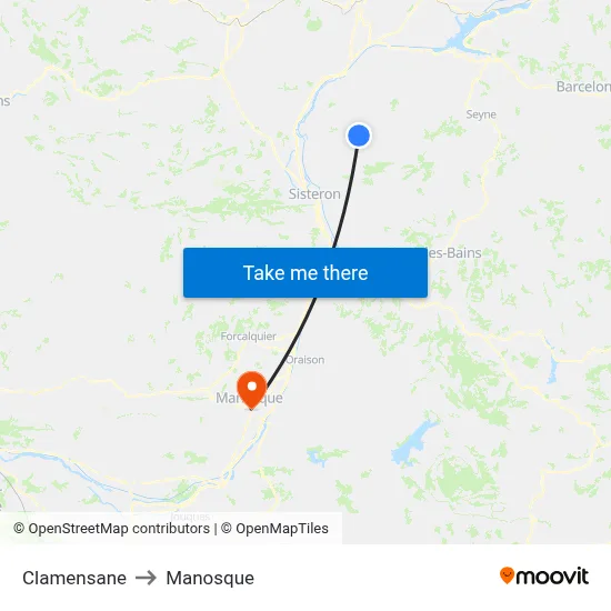 Clamensane to Manosque map