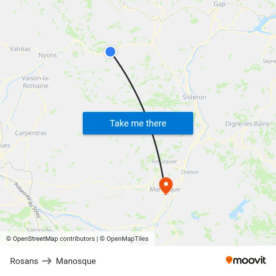 Rosans to Manosque map