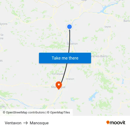 Ventavon to Manosque map
