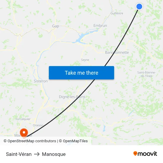 Saint-Véran to Manosque map