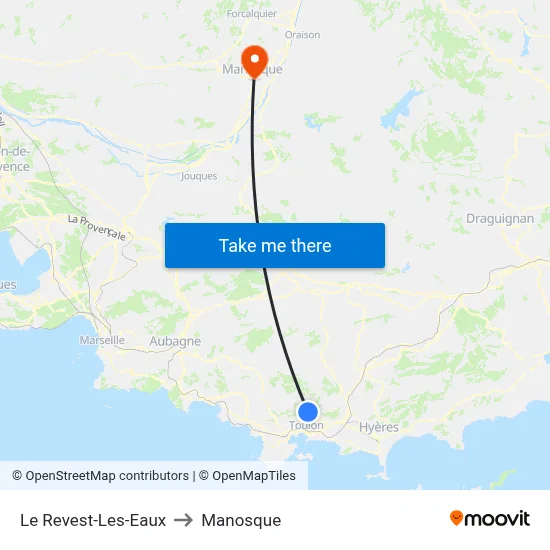 Le Revest-Les-Eaux to Manosque map