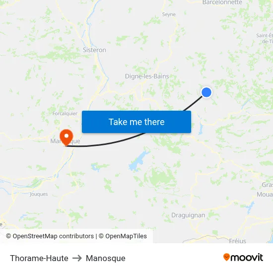 Thorame-Haute to Manosque map