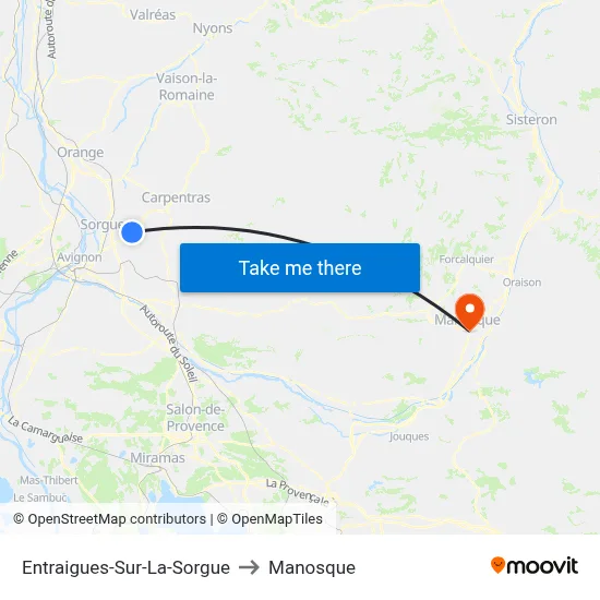 Entraigues-Sur-La-Sorgue to Manosque map