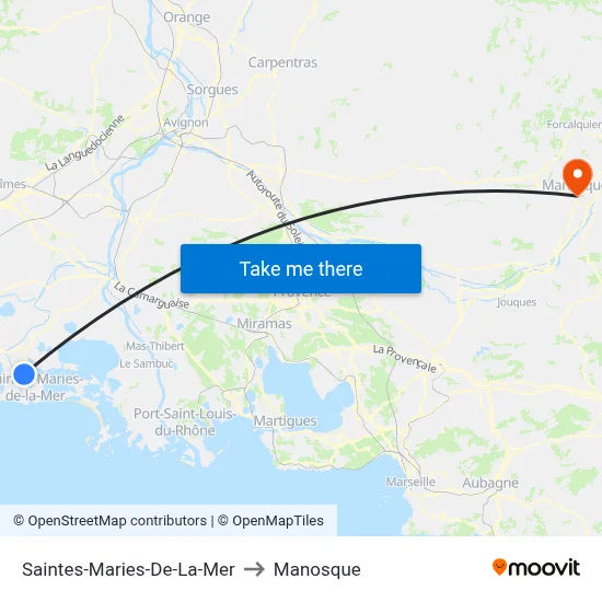 Saintes-Maries-De-La-Mer to Manosque map