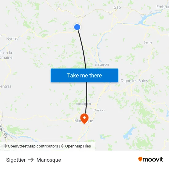 Sigottier to Manosque map